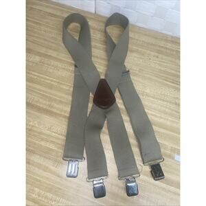 Carhartt Mens Utility Suspenders Khaki Heavy Duty Adjustable Stretch Metal Clips